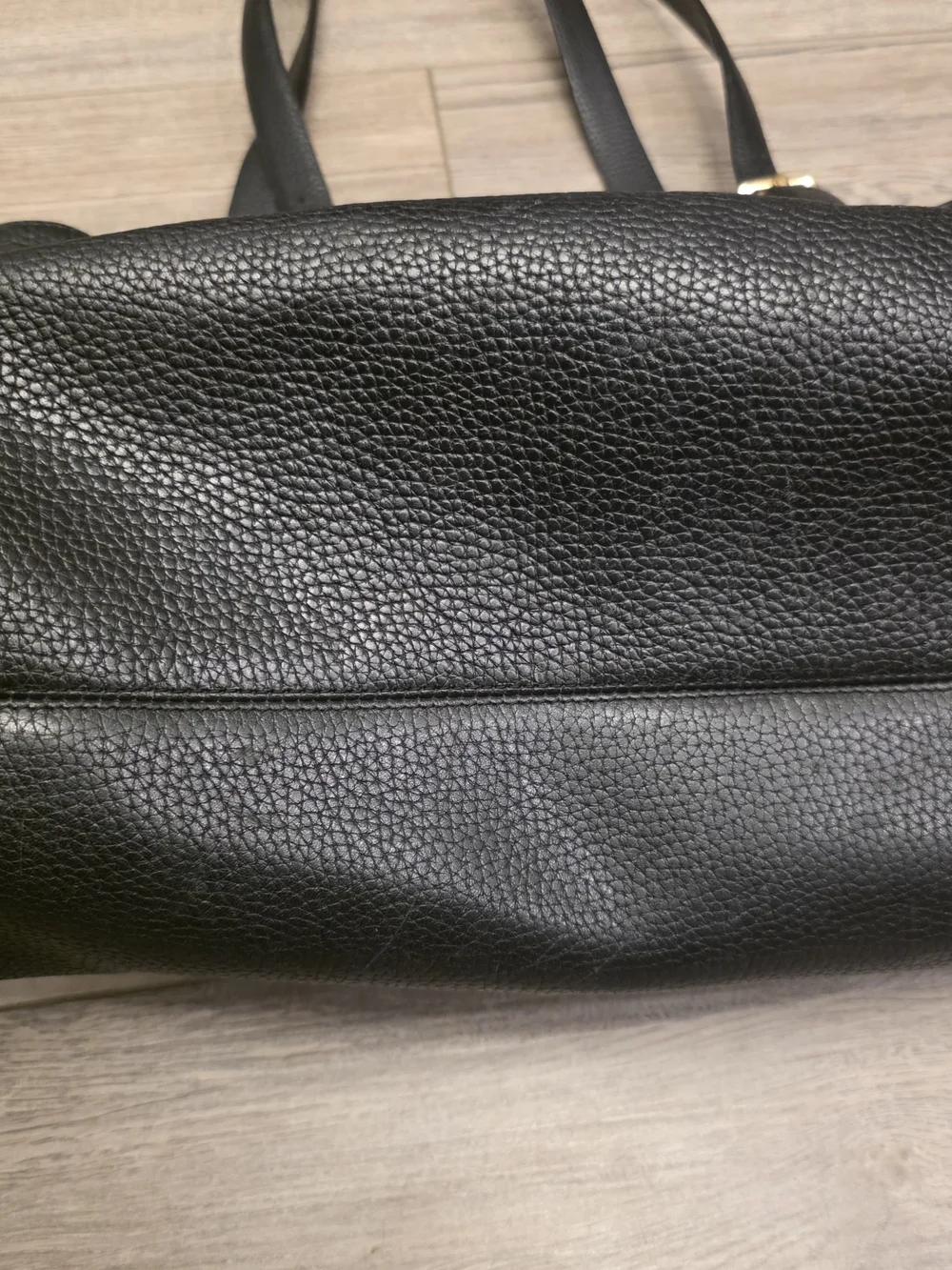 DKNY Black Pebbled Leather Hobo Tote with Gold Hardware